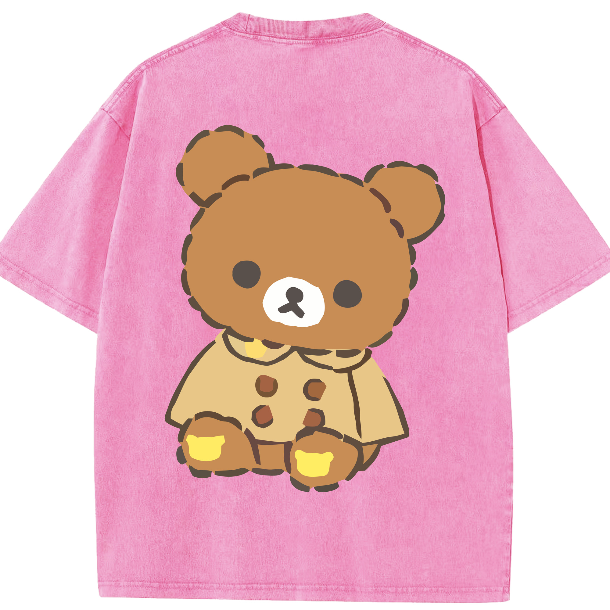 （画像用） リラックマ リラックマ キイロイトリ Rilakkuma Korilakkuma Kiiroitori 綿100% ヴィンテージ風 半袖Tシャツ（背面プリント）